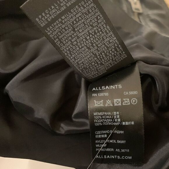 ❤️SOLD❤️ALL SAINTS Genuine Black Leather Skirt |Size: US 4| - Picture 5 of 12